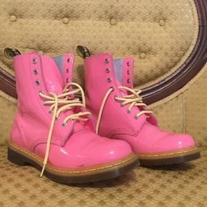 pink and yellow doc martens